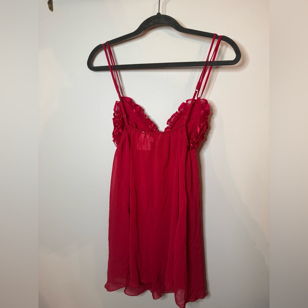 NWT Vintage Victoria’s Secret red ruffle sheer lingerie dress - Picture 4 of 8